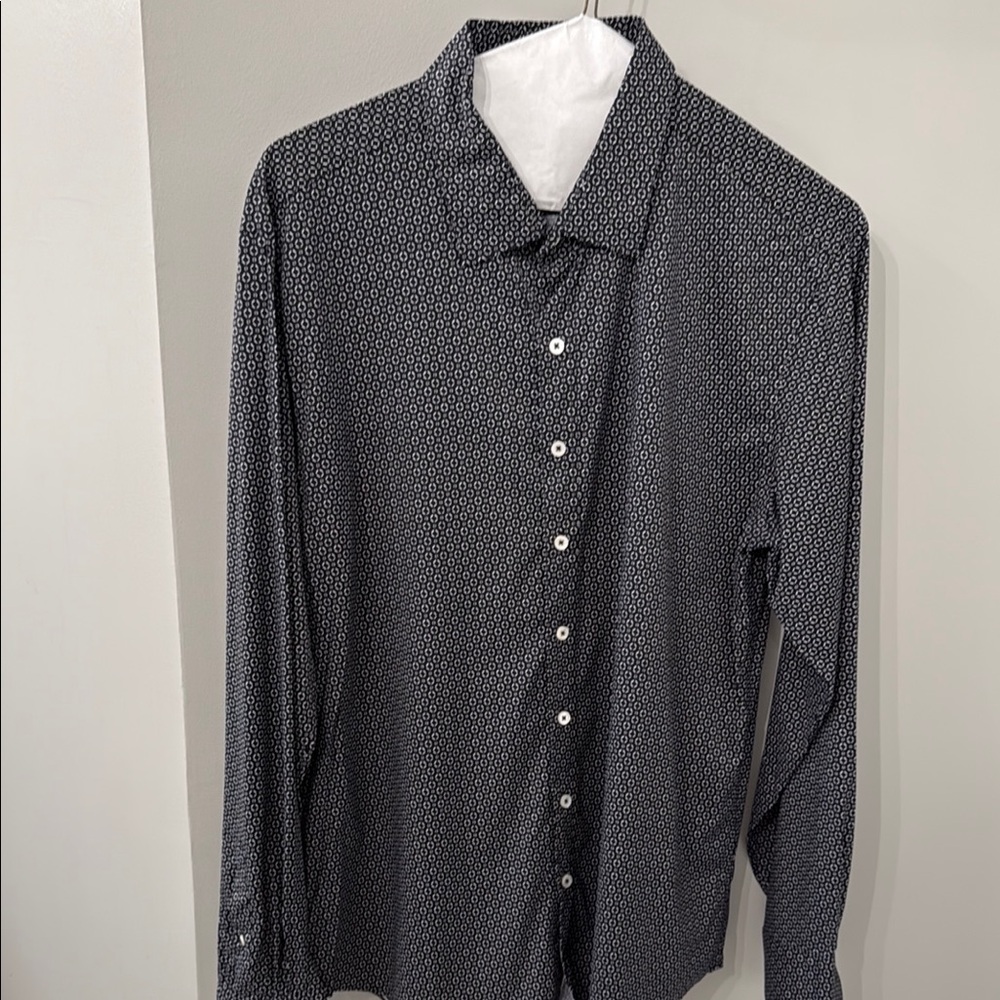 Men's Bugatchi Shaped Fit Button Down Dress Shirt XXL Work Wear
